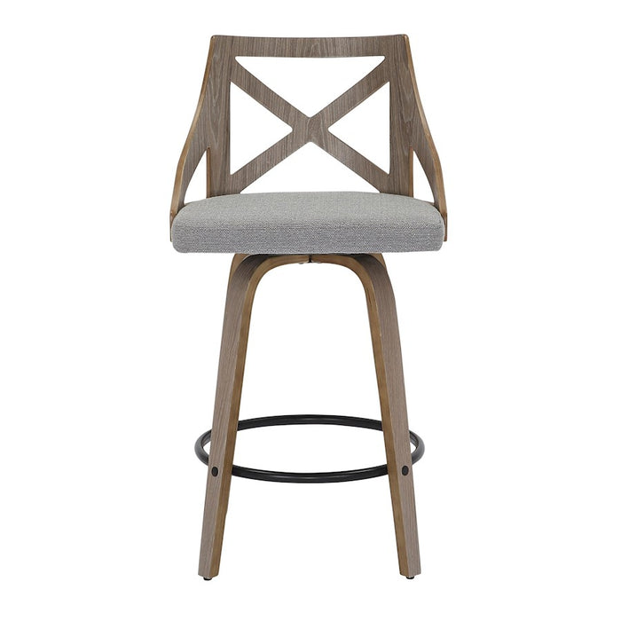 LumiSource Charlotte Counter Stool, Set of 2, Grey Wood/Grey