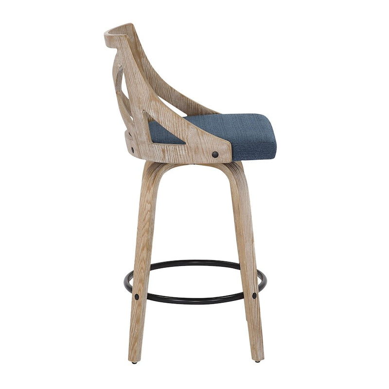 LumiSource Charlotte Counter Stool, Set of 2, White/Blue