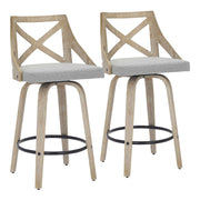 LumiSource Charlotte Counter Stool, Set of 2, White/Grey - B26-CHARLOTWWLGY2