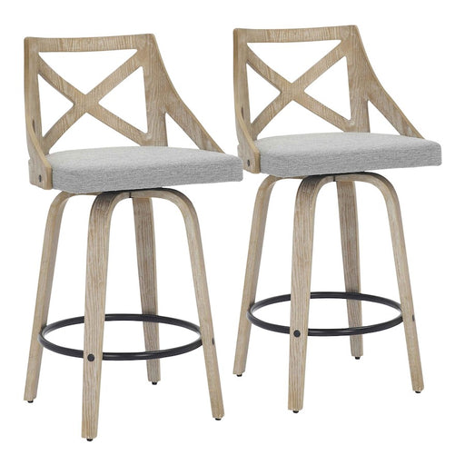 LumiSource Charlotte Counter Stool, Set of 2, White/Grey - B26-CHARLOTWWLGY2