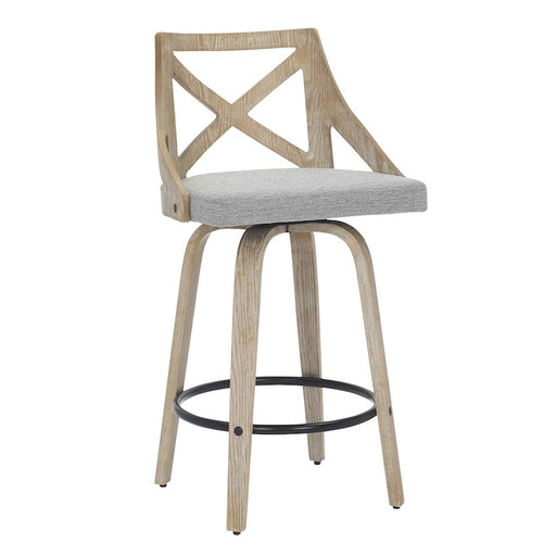 LumiSource Charlotte Counter Stool, Set of 2, White/Grey