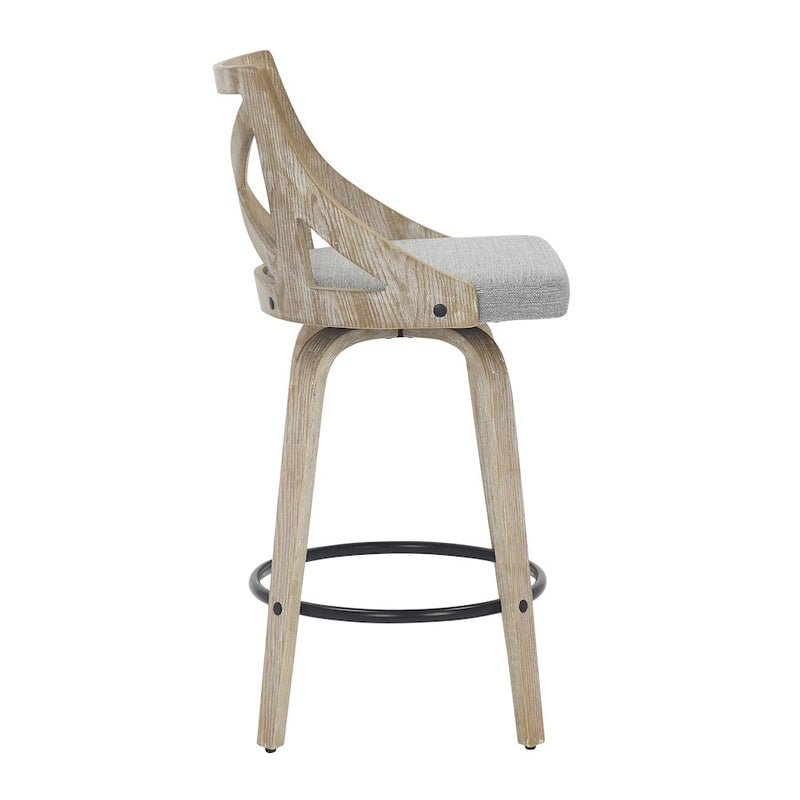 LumiSource Charlotte Counter Stool, Set of 2, White/Grey