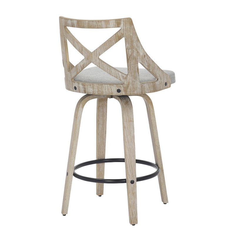 LumiSource Charlotte Counter Stool, Set of 2, White/Grey