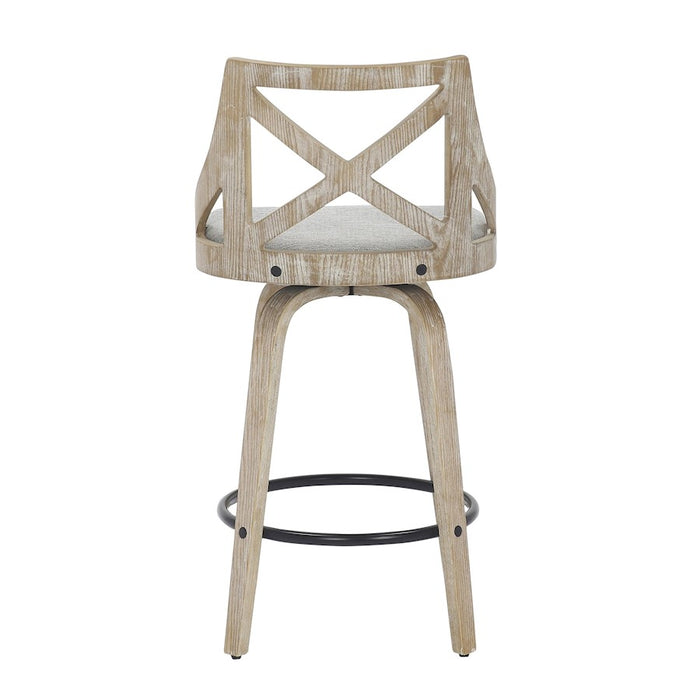 LumiSource Charlotte Counter Stool, Set of 2, White/Grey