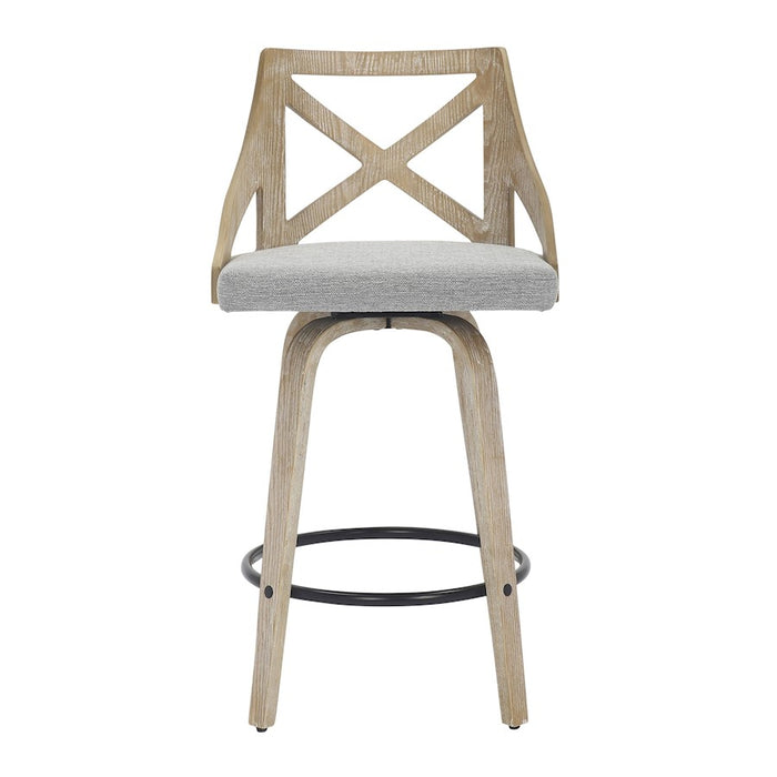 LumiSource Charlotte Counter Stool, Set of 2, White/Grey