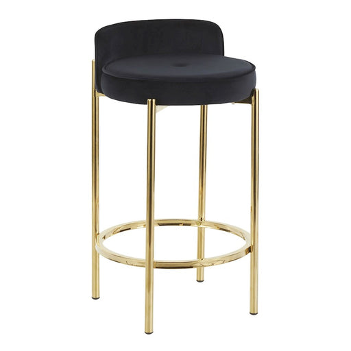 LumiSource Chloe Counter Stool, Set of 2 in Gold Metal/Black PU