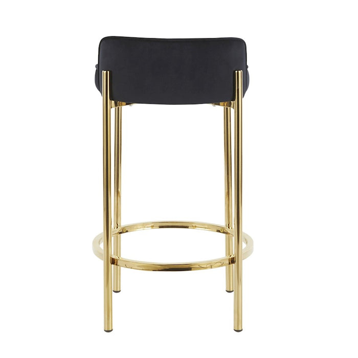 LumiSource Chloe Counter Stool, Set of 2 in Gold Metal/Black PU