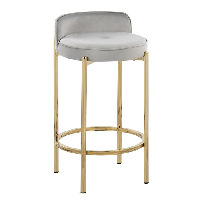 LumiSource Chloe Counter Stool, Set of 2, Gold/Silver Velvet