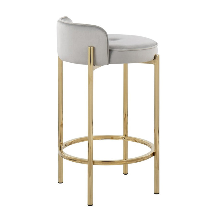 LumiSource Chloe Counter Stool, Set of 2, Gold/Silver Velvet