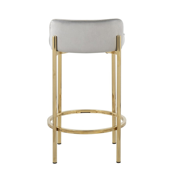 LumiSource Chloe Counter Stool, Set of 2, Gold/Silver Velvet