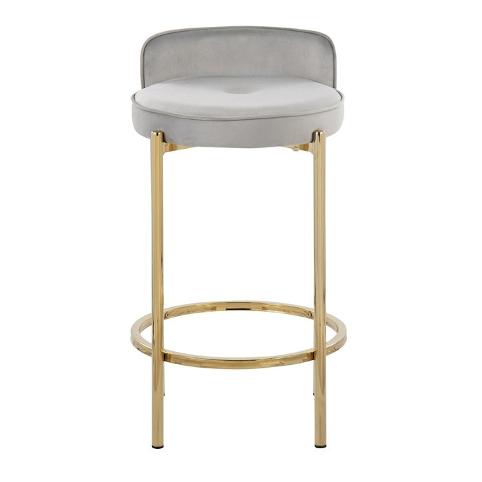 LumiSource Chloe Counter Stool, Set of 2, Gold/Silver Velvet
