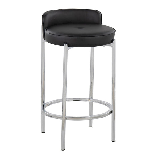 LumiSource Chloe Counter Stool, Set of 2 in Chrome/Black PU