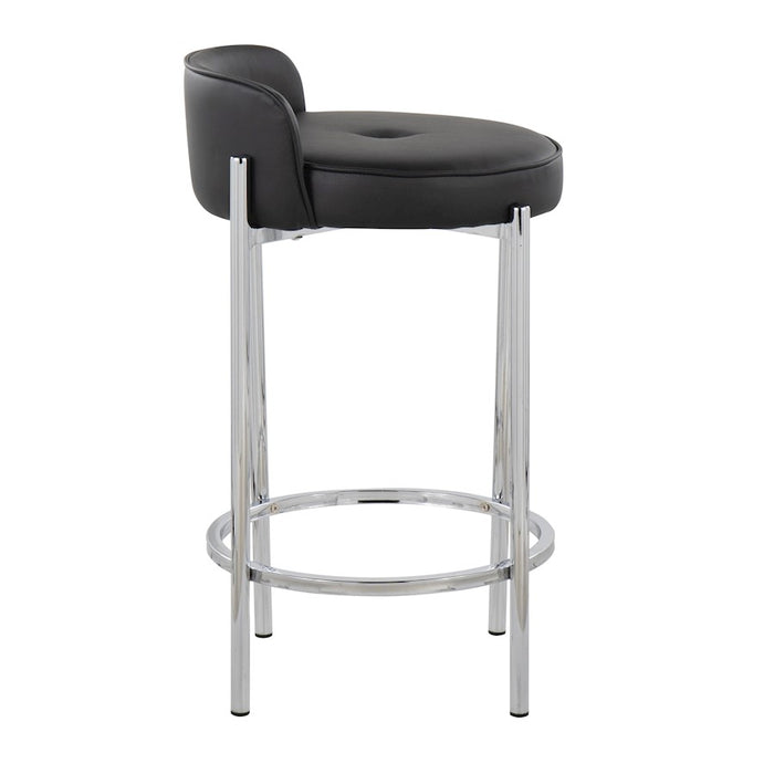 LumiSource Chloe Counter Stool, Set of 2 in Chrome/Black PU