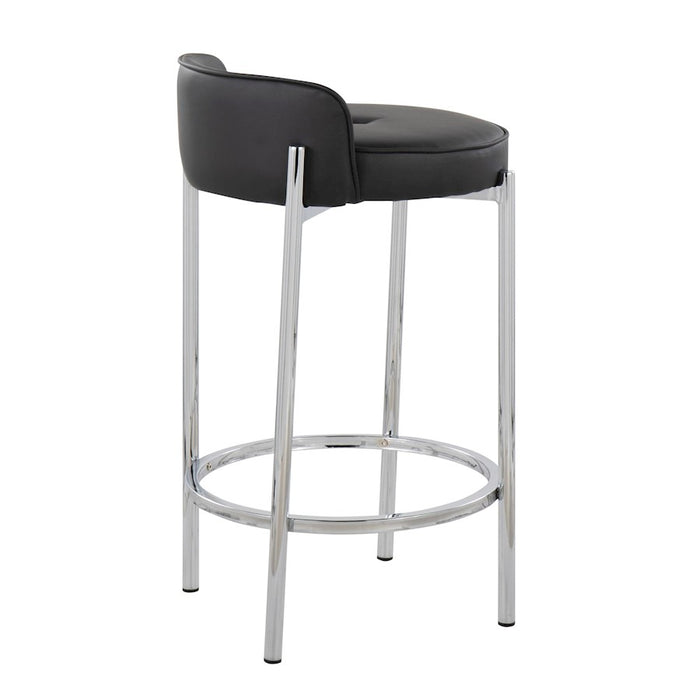 LumiSource Chloe Counter Stool, Set of 2 in Chrome/Black PU