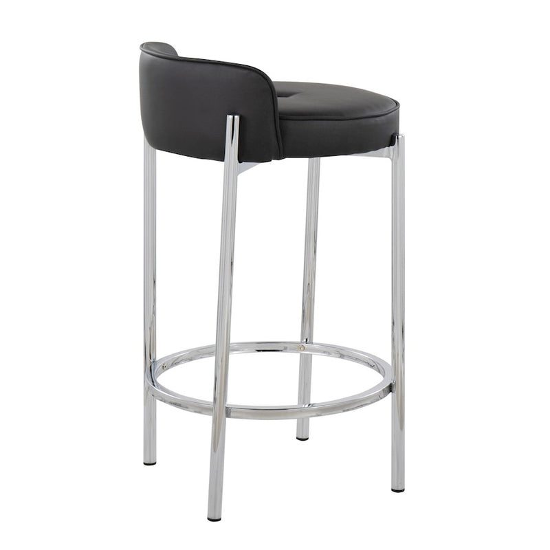 LumiSource Chloe 17in Counter Stool Set of 2 | Chrome & Black PU | Kitchen Island & Dining Room | 17 x 16 x 29 in | Model B26-CHLOEBK2