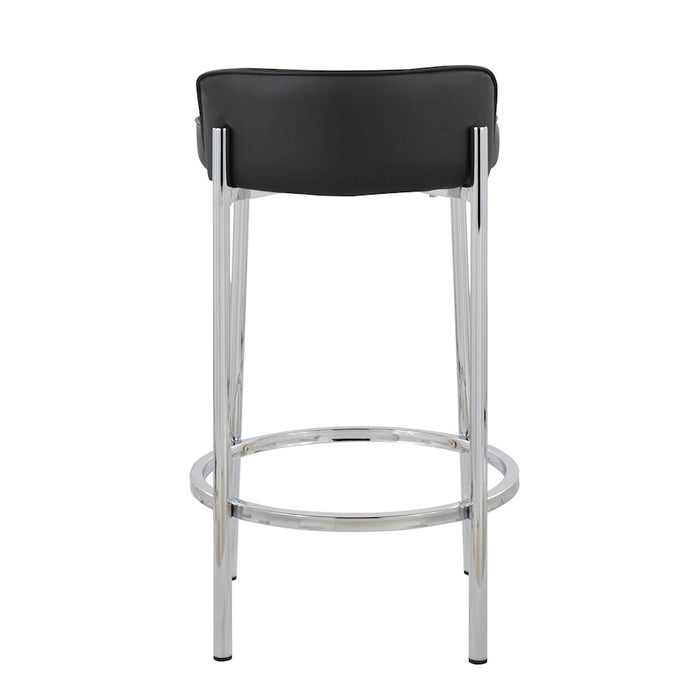 LumiSource Chloe Counter Stool, Set of 2 in Chrome/Black PU