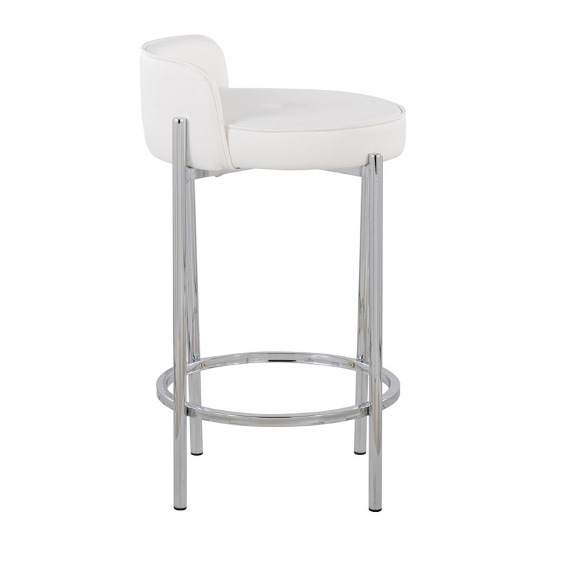 LumiSource Chloe 17in Counter Stool Set of 2 | Chrome & White PU | Kitchen Island & Dining Room | 17 x 16 x 29 in | Model B26-CHLOEW2