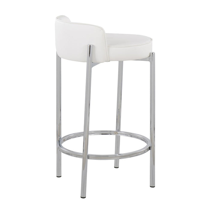 LumiSource Chloe Counter Stool, Set of 2 in Chrome/White PU
