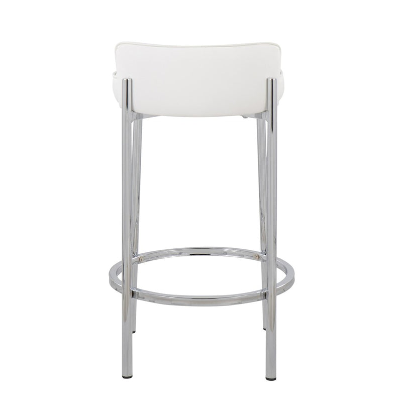 LumiSource Chloe 17in Counter Stool Set of 2 | Chrome & White PU | Kitchen Island & Dining Room | 17 x 16 x 29 in | Model B26-CHLOEW2
