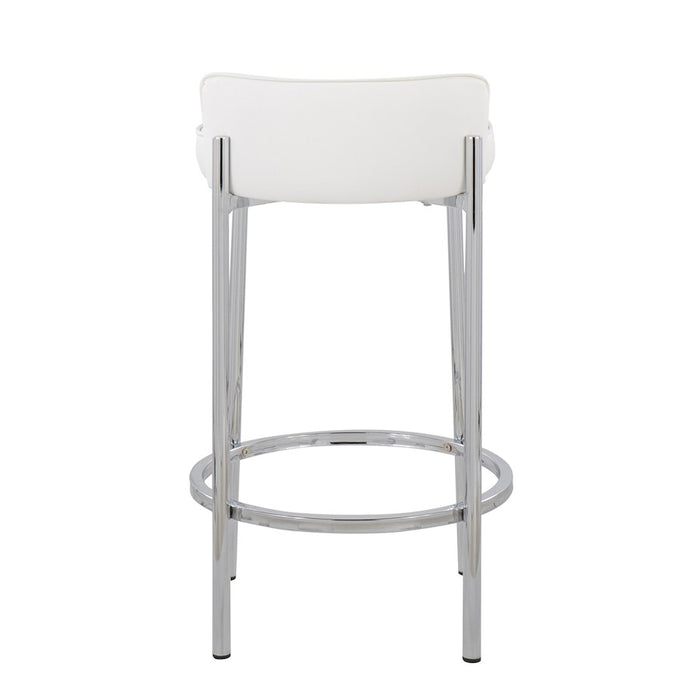 LumiSource Chloe Counter Stool, Set of 2 in Chrome/White PU