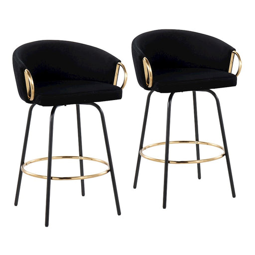 LumiSource Claire Counter Stool, Set of 2, Black/Gold - B26-CLAIRE2-SWVGBKVBK2