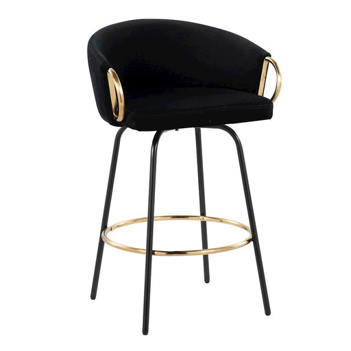 LumiSource Claire Counter Stool, Set of 2, Black/Gold