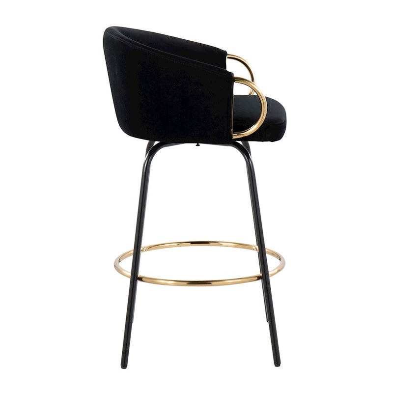 LumiSource Claire Counter Stool, Set of 2, Black/Gold