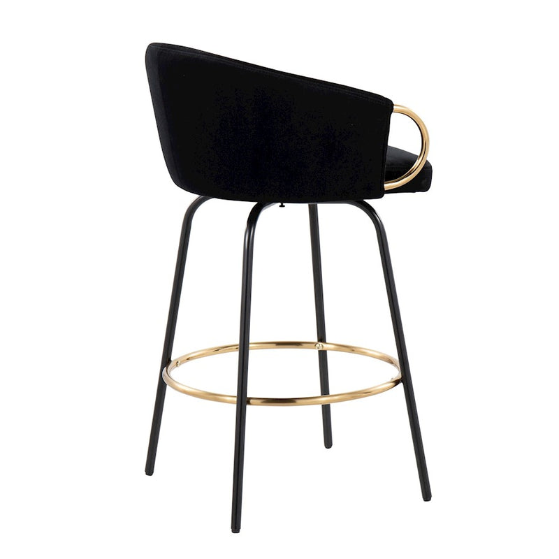 LumiSource Claire Counter Stool, Set of 2, Black/Gold