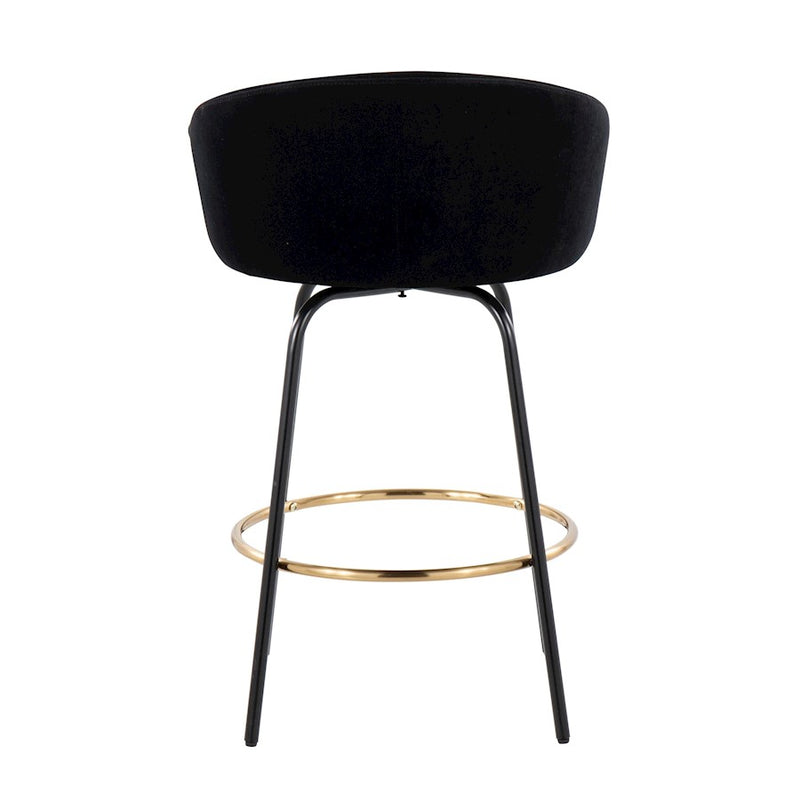 LumiSource Claire Counter Stool, Set of 2, Black/Gold