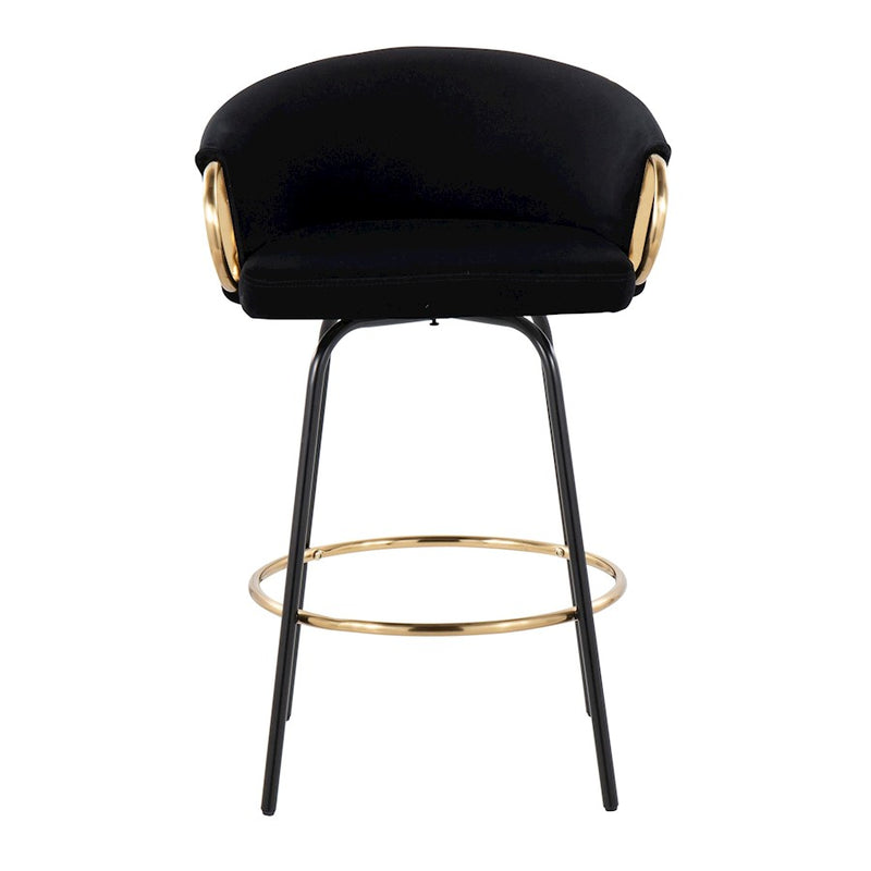 LumiSource Claire Counter Stool, Set of 2, Black/Gold
