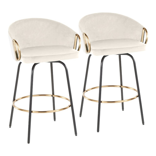 LumiSource Claire 26" Counter Stool, Set/2, BK/CR/Gold - B26-CLAIRE2-SWVGBKVCR2