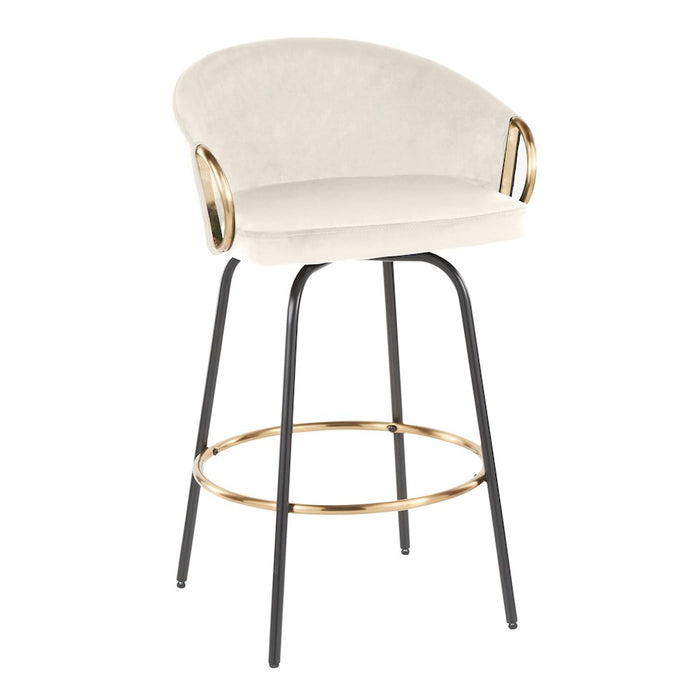 LumiSource Claire 26" Counter Stool, Set/2, BK/CR/Gold