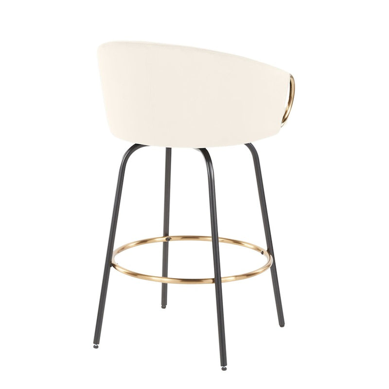 LumiSource Claire 26" Counter Stool, Set/2, BK/CR/Gold