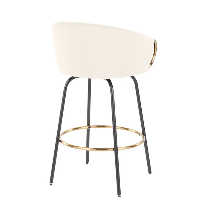 LumiSource Claire 26" Counter Stool, Set/2, BK/CR/Gold