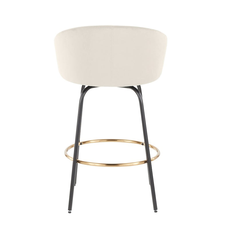 LumiSource Claire 26in Counter Stool Set of 2 | Glam Black Metal and Cream Velvet with Gold Accents | Kitchen Island | Model B26-CLAIRE2-SWVGBKVCR2