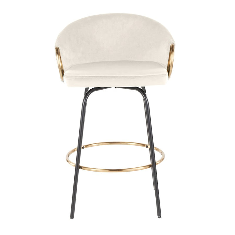 LumiSource Claire 26" Counter Stool, Set/2, BK/CR/Gold