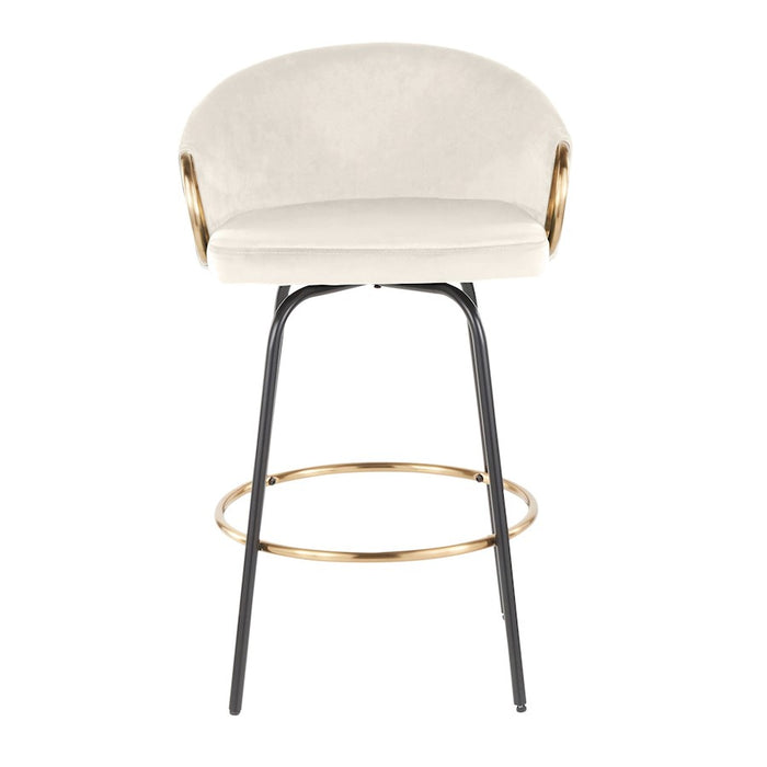 LumiSource Claire 26" Counter Stool, Set/2, BK/CR/Gold
