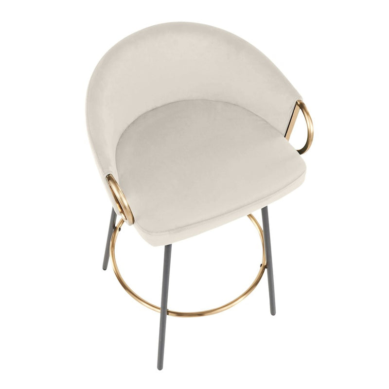LumiSource Claire 26" Counter Stool, Set/2, BK/CR/Gold