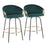 LumiSource Claire Counter Stool, Set/2, BK/Gold/Green - B26-CLAIRE2-SWVGBKVGN2