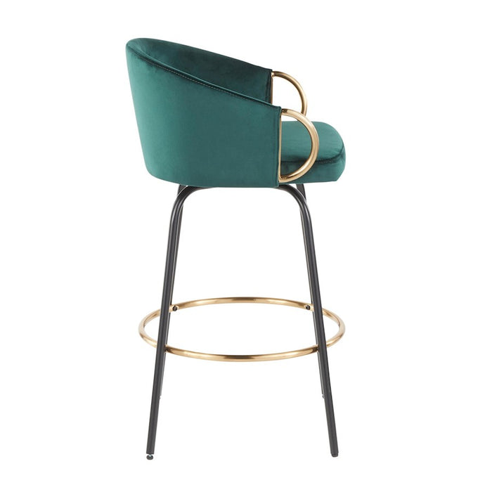 LumiSource Claire Counter Stool, Set of 2, Black/Gold/Green