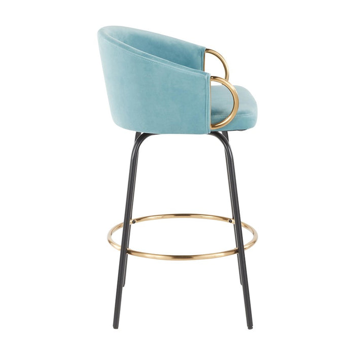 LumiSource Claire Counter Stool, Set of 2, Black/Gold/Blue