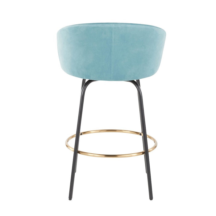 LumiSource Claire Counter Stool, Set of 2, Black/Gold/Blue