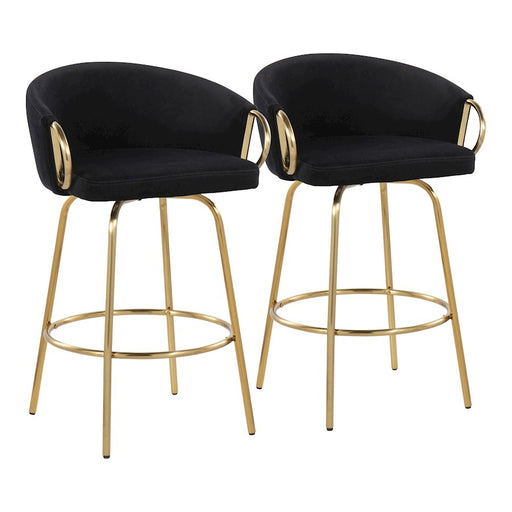 LumiSource Claire 26" Counter Stool, Set of 2, Gold/Black - B26-CLAIRE2AUVBK2