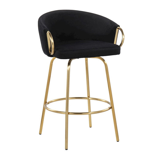 LumiSource Claire 26" Counter Stool, Set of 2, Gold/Black