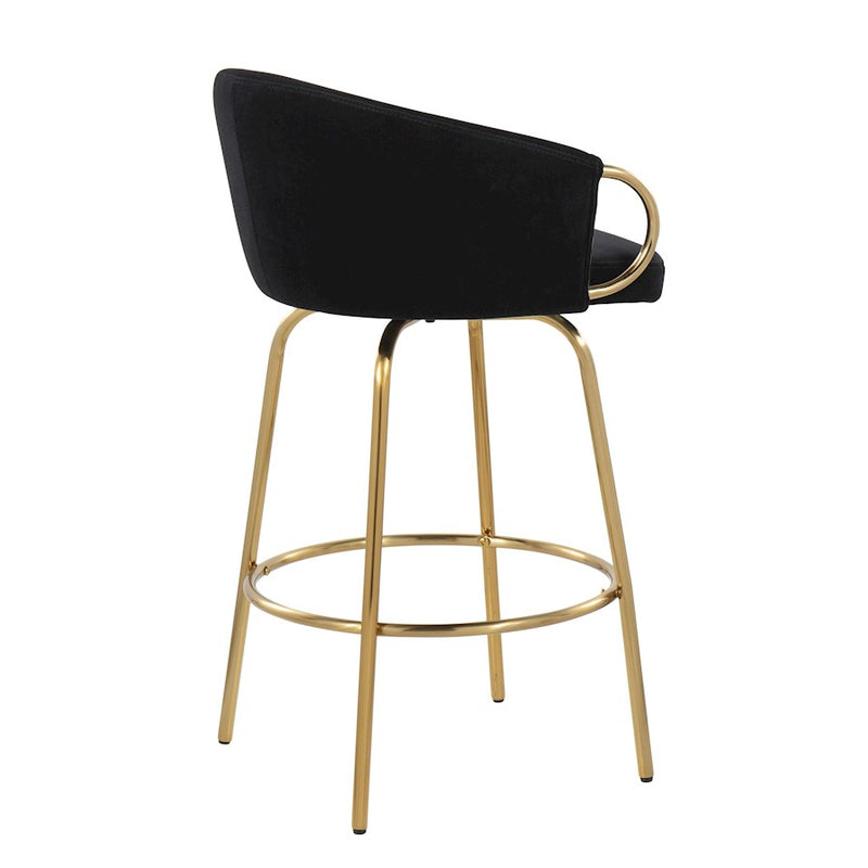 LumiSource Claire 26" Counter Stool, Set of 2, Gold/Black