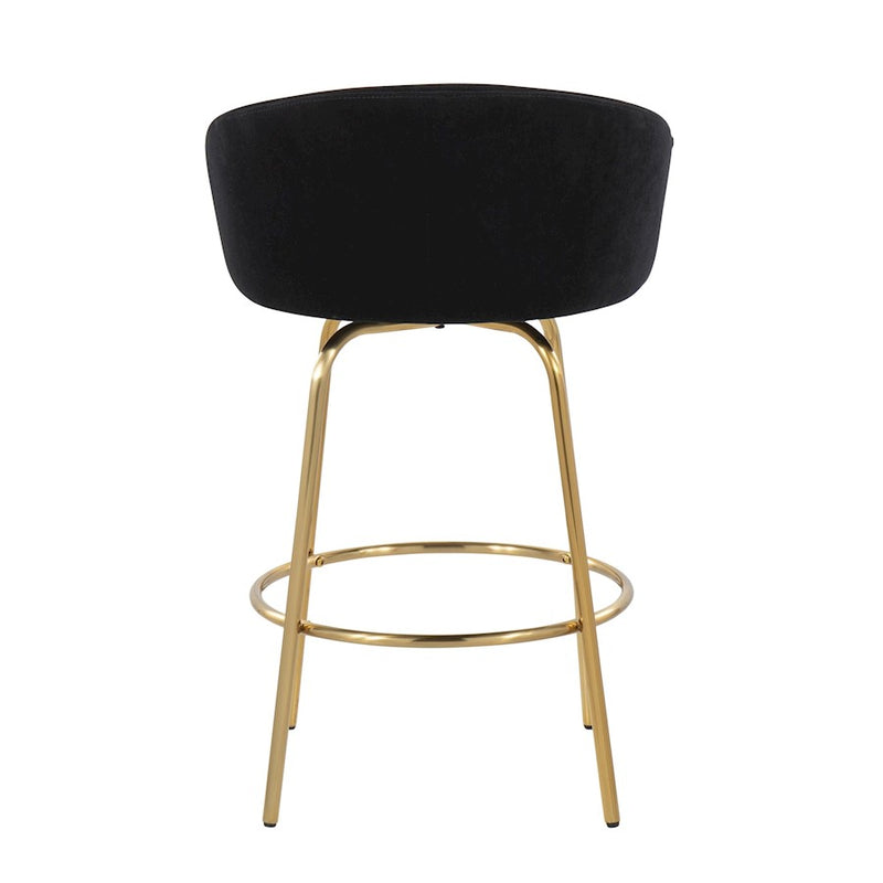 LumiSource Claire 26" Counter Stool, Set of 2, Gold/Black