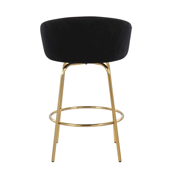 LumiSource Claire 26" Counter Stool, Set of 2, Gold/Black