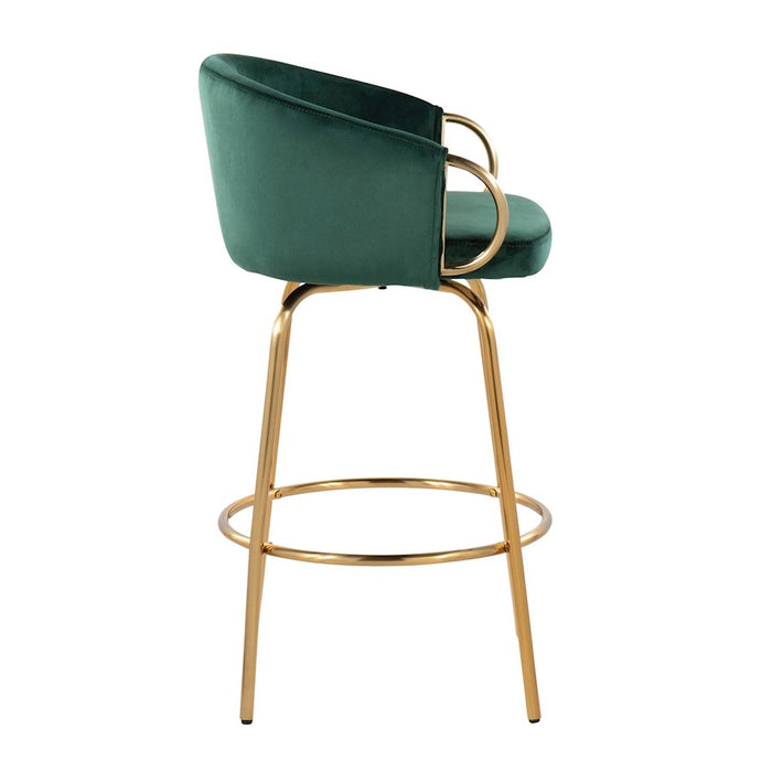 LumiSource Claire 26" Counter Stool, Set of 2, Gold/Green