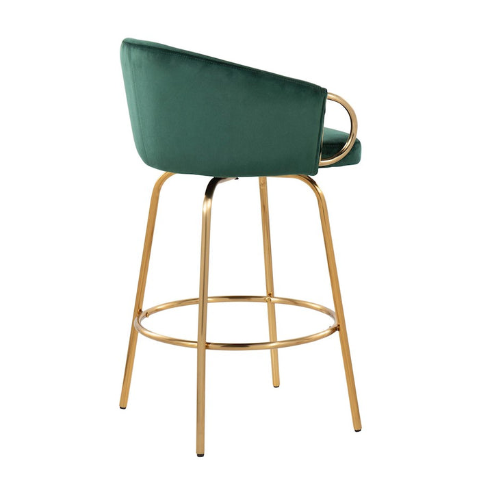 LumiSource Claire 26" Counter Stool, Set of 2, Gold/Green