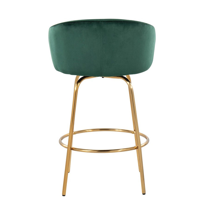 LumiSource Claire 26" Counter Stool, Set of 2, Gold/Green